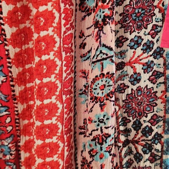 Floral Boho Maxi Dress Xhilaration S-XXL Smocked Off Shoulder Pockets Front Slit - Picture 5 of 5